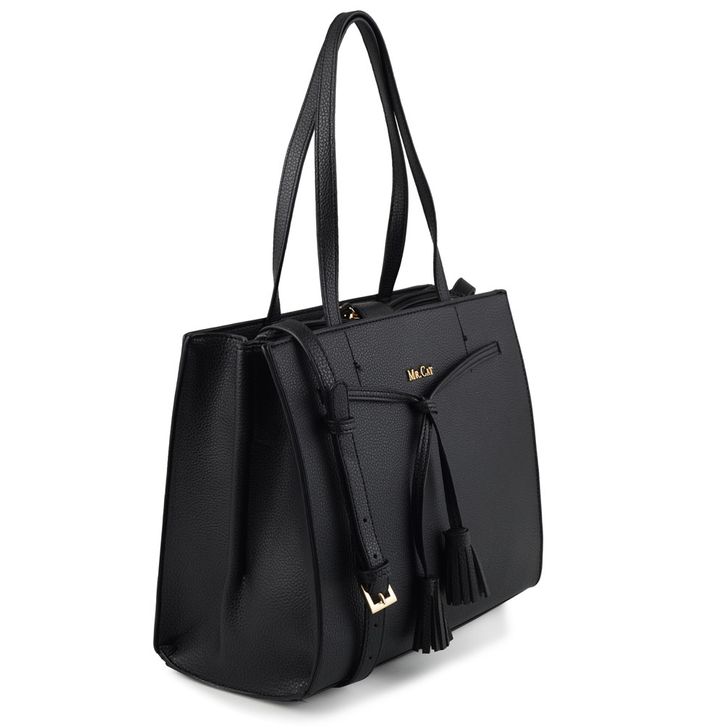 black tote bolsa leather