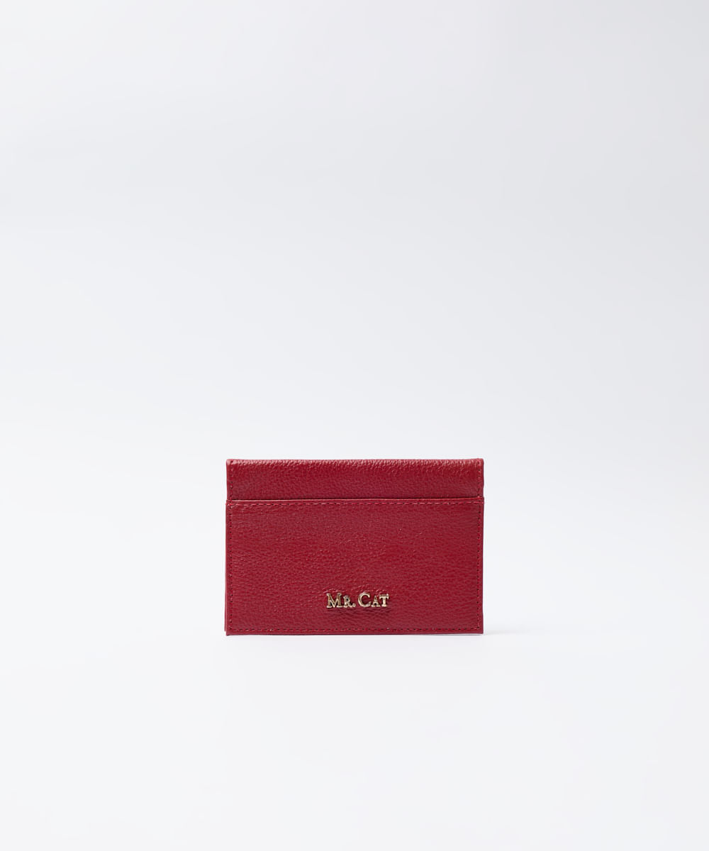 PORTA CARTAO COURO BASIC METAL VERMELHO - Mr Cat - Mobile