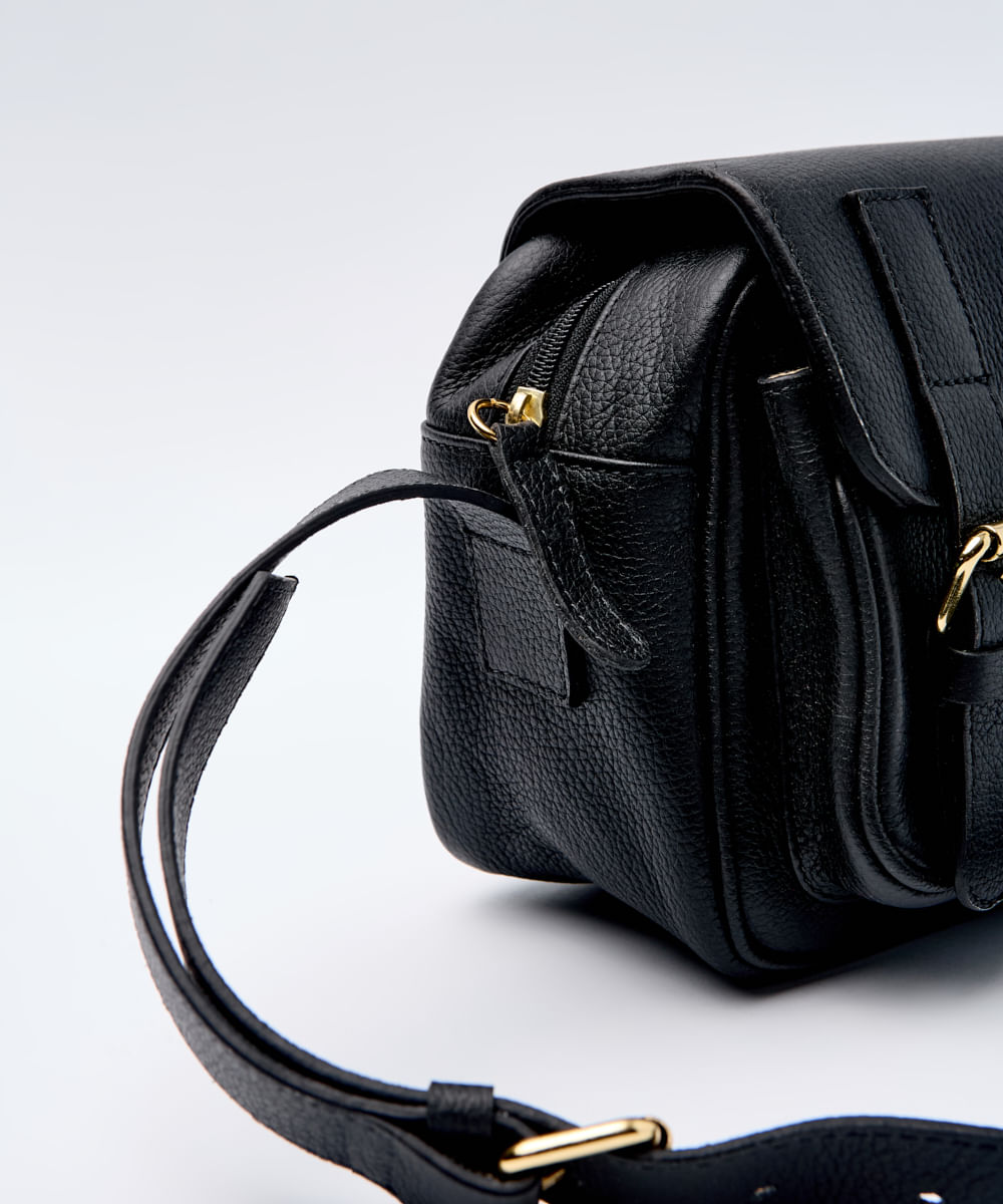 BOLSA SHOULDER COURO TRANSPASSADA FIVELA P PRETO - Mr Cat - Mobile