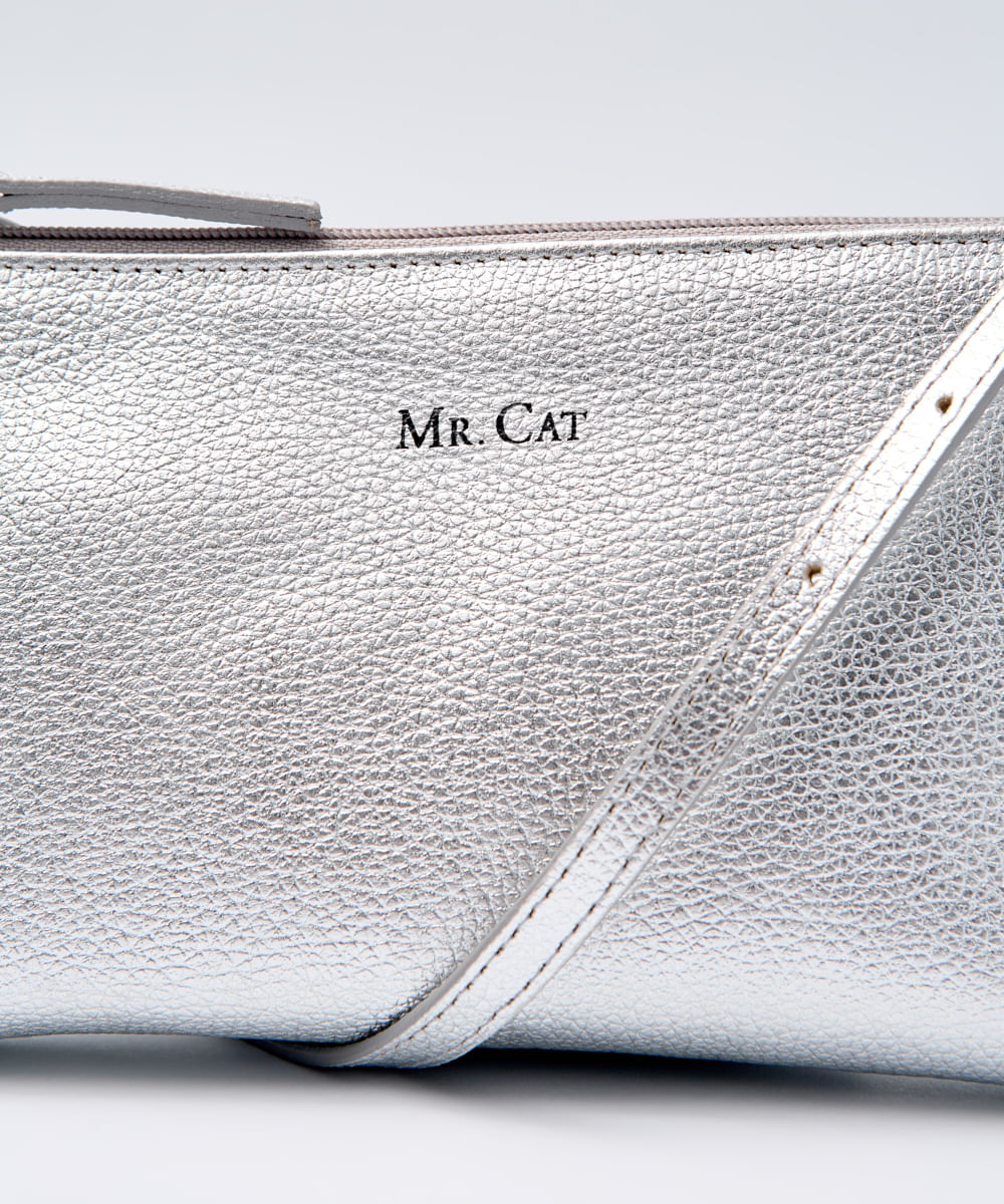 BOLSA SHOULDER COURO MINI P PRATA - Mr Cat - Mobile