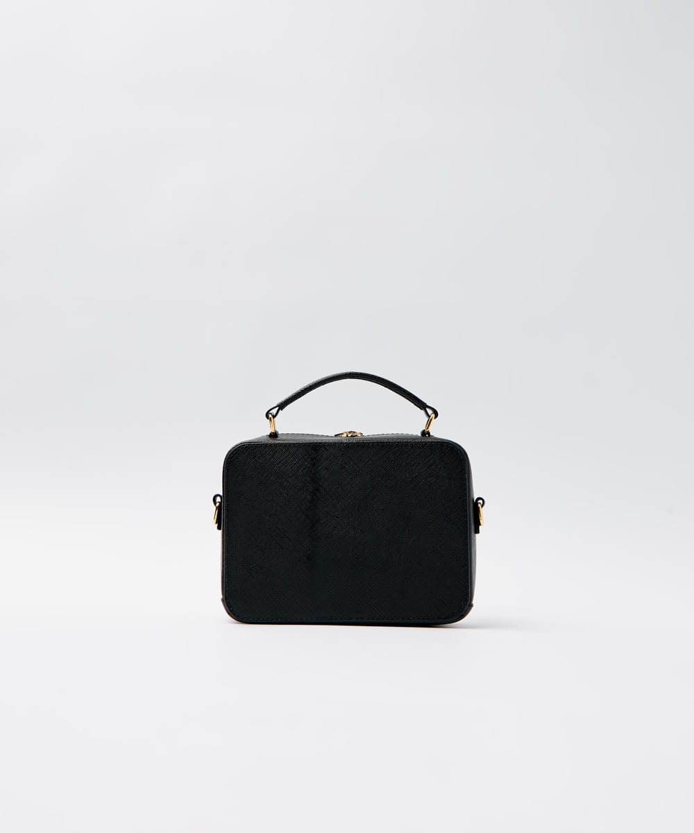 BOLSA SHOULDER COURO SAFIANO QUADRADA P PRETO - Mr Cat - Mobile