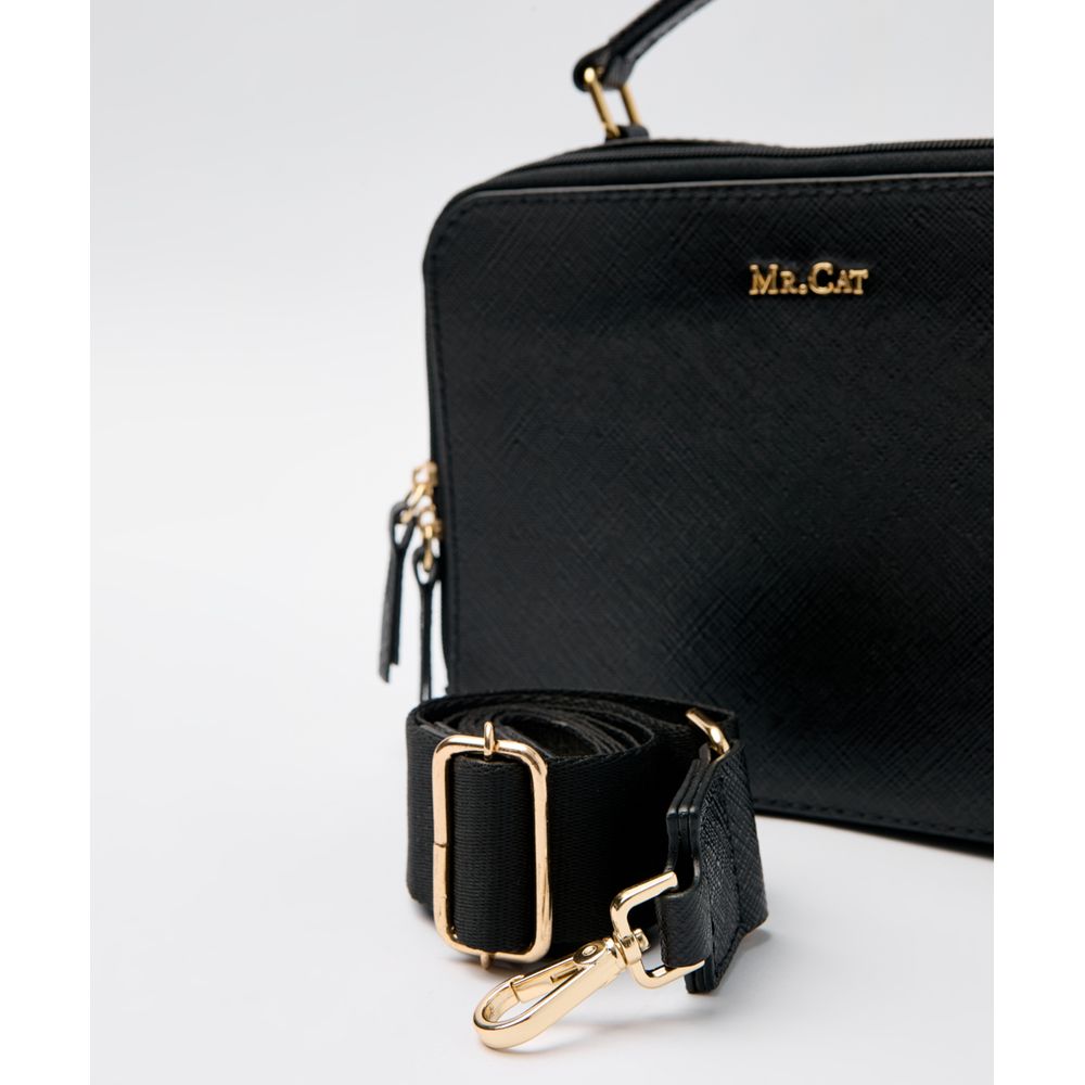 BOLSA SHOULDER COURO SAFIANO QUADRADA P PRETO - Mr Cat - Mobile