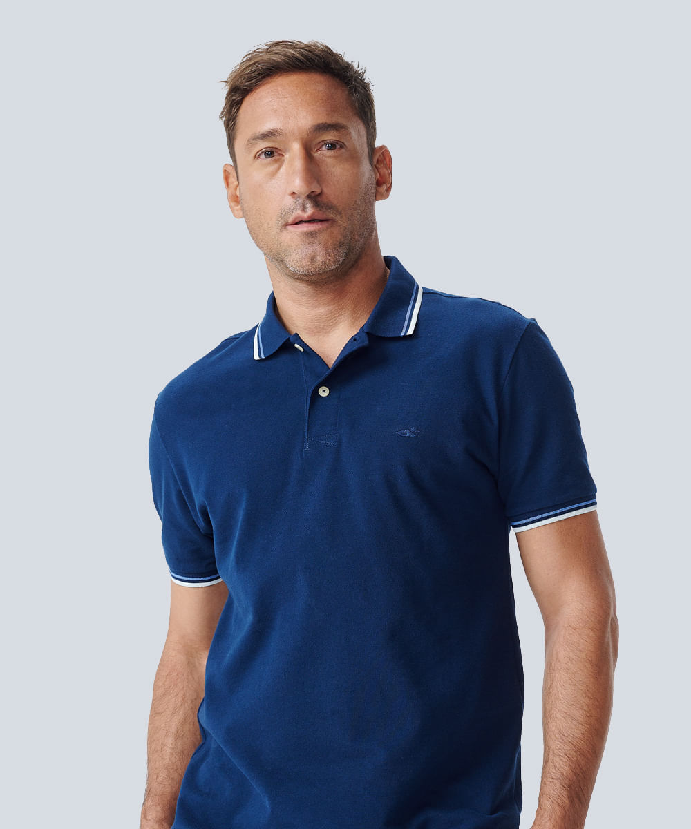 POLO PIQUET BASICA COM FRISO MARINHO - Mr Cat - Mobile