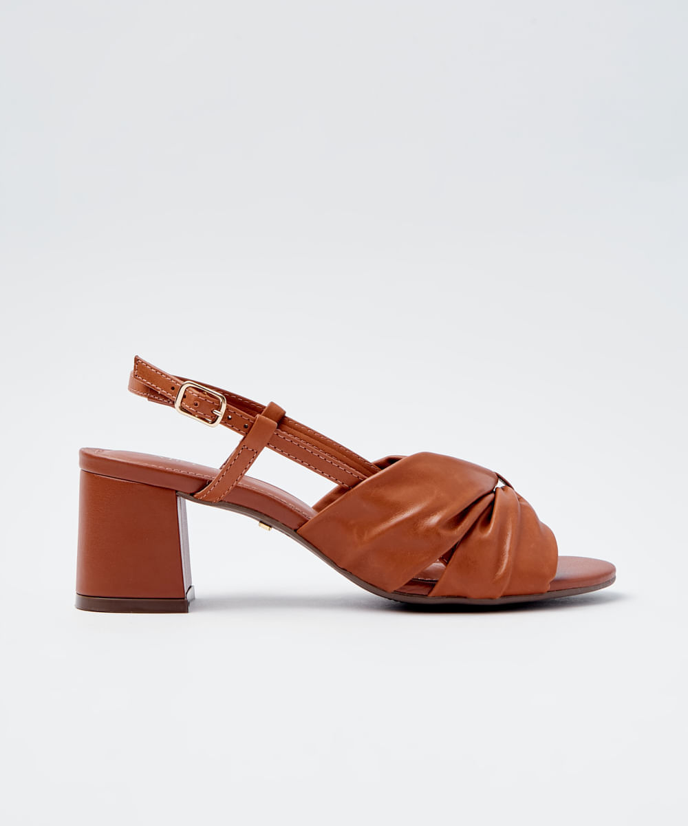 SANDALIA SALTO COURO HELENA TAN - Mr Cat - Mobile