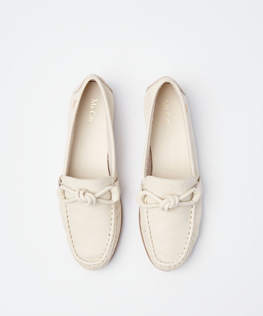 MOCASSIM COURO LAÇO - OFF WHITE - Mr Cat - Mobile