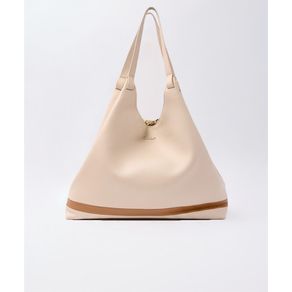 Bolsa Shopping Couro Recorte Listra G Off White - Mr Cat